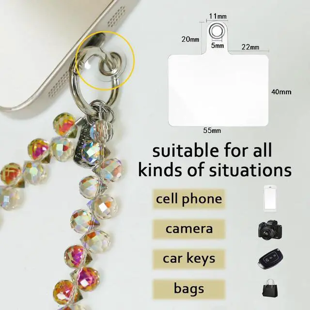 Alt view image 4 of 7 - CellPhone Wrist Strap,Beaded Phone Charms,Bling Wristlet Lanyards for Women,Fashionable Bracelet for Phone,Bag,Key,Camera (MULTICOLOR)