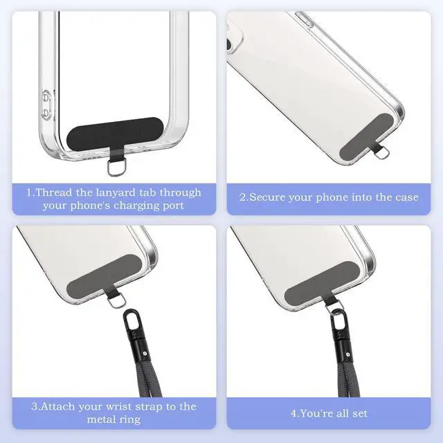 Alt view image 6 of 7 - 4Pcs Phone Wrist Strap with Tether Tabs, Lanyard for Phone with Ultra-Thin 0.015" Phone Tab, Adjustable Wristlet Strap 360°Rotating, Wrist Lanyard for Running Cycling Outdoor