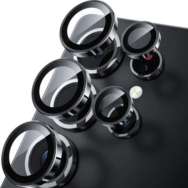 Main image of for Samsung Galaxy S25 Ultra Camera Lens Protector - Ultra Thin Case Friendly, 9H Shatterproof Tempered Glass with Aluminum Metal Circle Camera Screen Protector Cover Accessories, Black