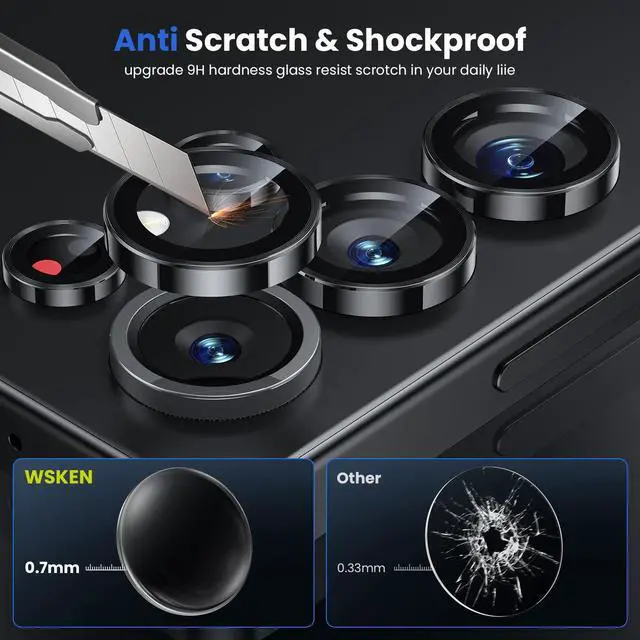 Alt view image 3 of 6 - for Samsung Galaxy S25 Ultra Camera Lens Protector - Ultra Thin Case Friendly, 9H Shatterproof Tempered Glass with Aluminum Metal Circle Camera Screen Protector Cover Accessories, Black