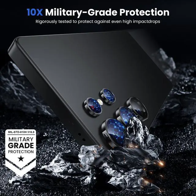 Alt view image 4 of 6 - for Samsung Galaxy S25 Ultra Camera Lens Protector - Ultra Thin Case Friendly, 9H Shatterproof Tempered Glass with Aluminum Metal Circle Camera Screen Protector Cover Accessories, Black