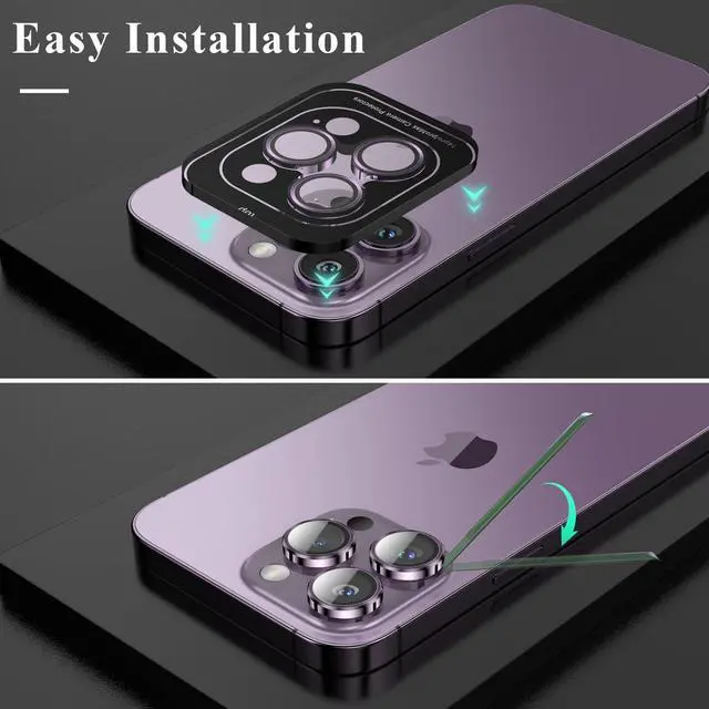 Alt view image 6 of 6 - Designed for iPhone 14 Pro Max Camera Lens Protector, for iPhone 14 Pro Camera Lens Protector, Individual Metal Anti Scratch HD Clear Case Friendly Tempered Glass Camera Cover, 1 Set (Purple)