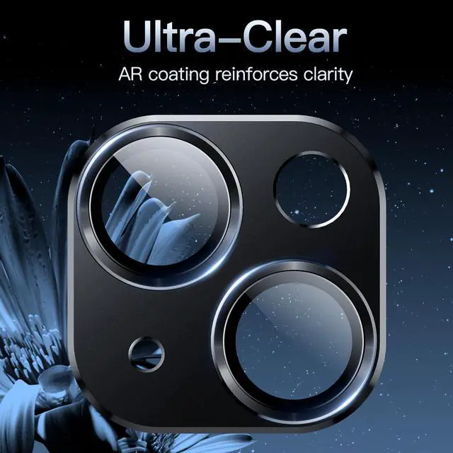 Alt view image 6 of 7 - Camera Lens Protector for iPhone 15 6.1-Inch and iPhone 15 Plus 6.7-Inch, Full Coverage 9H Tempered Glass Ring Cover, Matte Metal Plate, Case Friendly, 1-Pack (Midnight)