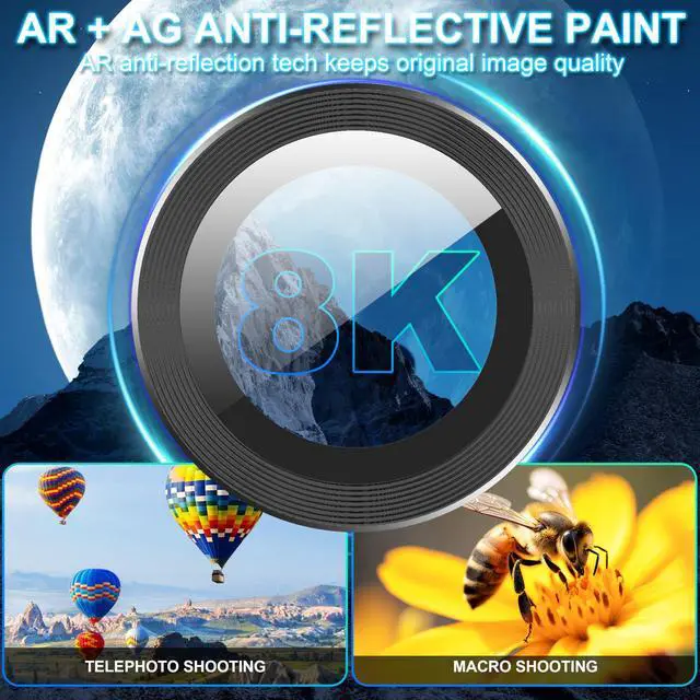 Alt view image 2 of 7 - 2 Pack Camera Lens Protector for iphone 17 Air Aluminum Alloy Camera Cover,Stick Firmly,Case Friendly,AR Anti Reflective,Lossless Pixels for Tempered Glass Lens Protector,Black