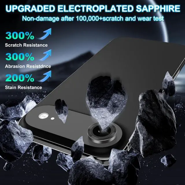 Alt view image 4 of 7 - 2 Pack Camera Lens Protector for iphone 17 Air Aluminum Alloy Camera Cover,Stick Firmly,Case Friendly,AR Anti Reflective,Lossless Pixels for Tempered Glass Lens Protector,Black