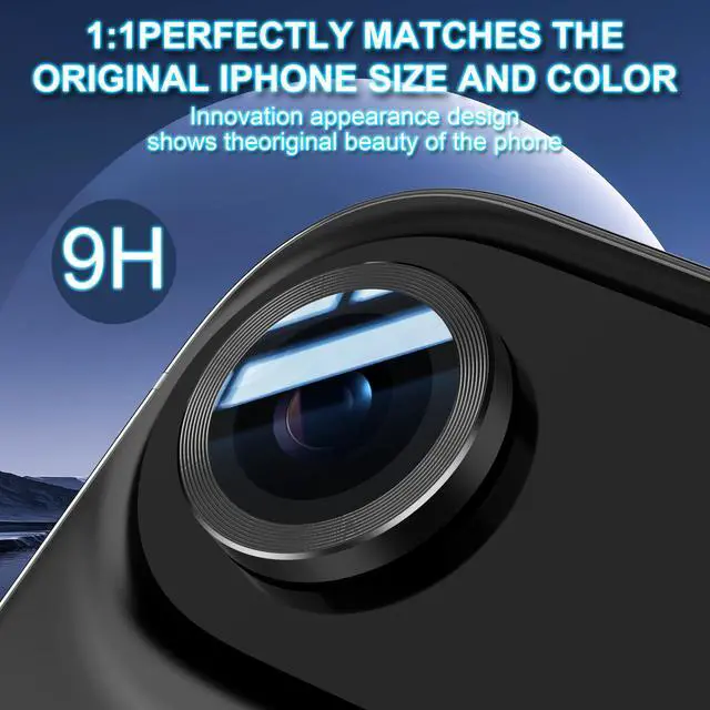 Alt view image 3 of 7 - 2 Pack Camera Lens Protector for iphone 17 Air Aluminum Alloy Camera Cover,Stick Firmly,Case Friendly,AR Anti Reflective,Lossless Pixels for Tempered Glass Lens Protector,Black