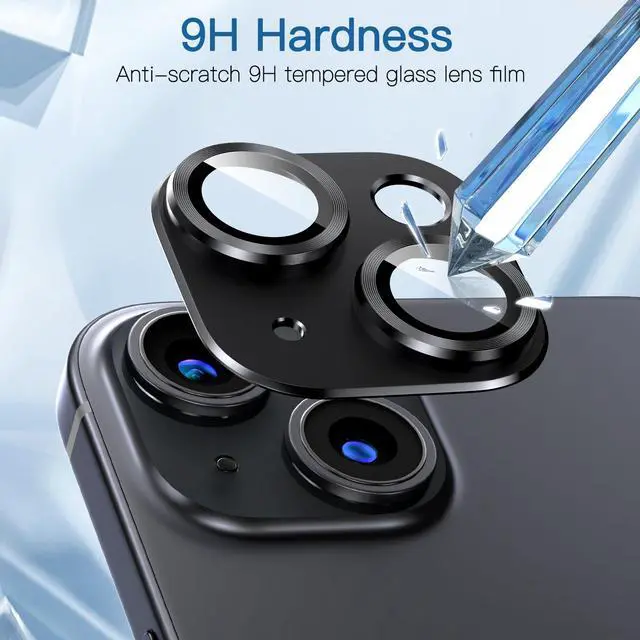 Alt view image 4 of 7 - [2 Pack Camera Lens Protector for iPhone 14/14 Plus,9H Tempered Glass,Aviation Aluminum Plate Cover,Night Circle,No Bubble,HD Clarity,Case Friendly,Easy Installation-Black