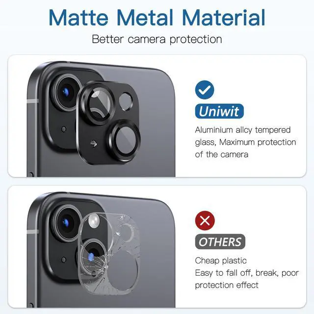 Alt view image 7 of 7 - [2 Pack Camera Lens Protector for iPhone 14/14 Plus,9H Tempered Glass,Aviation Aluminum Plate Cover,Night Circle,No Bubble,HD Clarity,Case Friendly,Easy Installation-Black