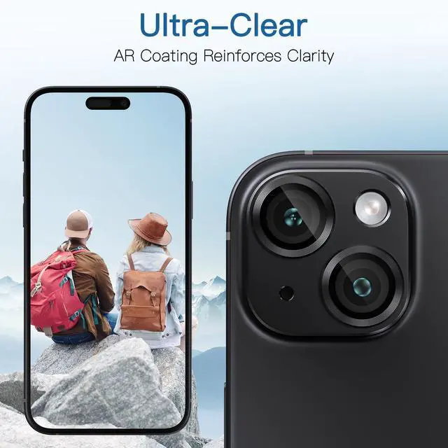Alt view image 5 of 7 - [2 Pack Camera Lens Protector for iPhone 14/14 Plus,9H Tempered Glass,Aviation Aluminum Plate Cover,Night Circle,No Bubble,HD Clarity,Case Friendly,Easy Installation-Black