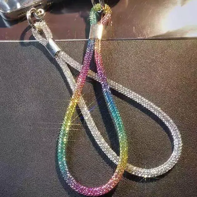 Alt view image 7 of 7 - 4pcs Luxury Diamond Phone Wrist Strap, Cell Phone Lanyards for Women, Short Phone Lanyard with Phone Tether Tab, Glitter Phone Strap Wrist Lanyard, Multicolor, Gold, Silver, Black