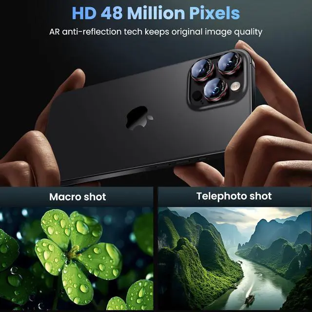 Alt view image 2 of 7 - for iPhone (17/16/15/14 Pro Max) and iPhone (17/16/15/14 Pro) Camera Lens Protector - Military-Grade Tempered Glass Metal Camera Cover, Black+Red