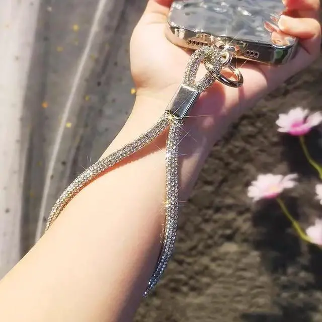 Alt view image 5 of 7 - 4pcs Luxury Diamond Phone Wrist Strap, Cell Phone Lanyards for Women, Short Phone Lanyard with Phone Tether Tab, Glitter Phone Strap Wrist Lanyard, Multicolor, Gold, Silver, Black