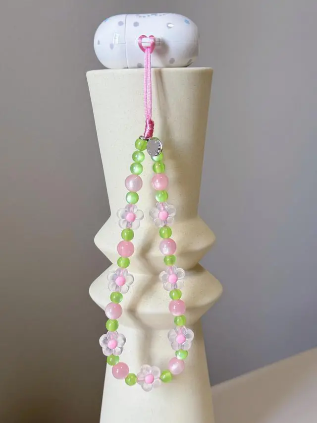 Alt view image 3 of 6 - Phone Charm Strap Cute Wrist Straps Cell Phone Charm String Y2K Aesthetic Lanyard Wristlet Chain for Case Camera AirPods Bags Keychains (Pink Flower)