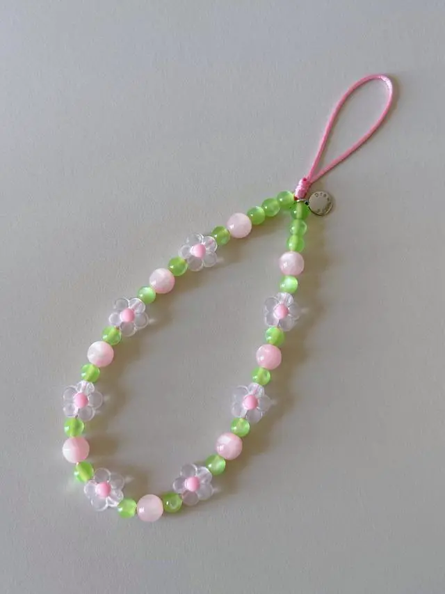 Alt view image 5 of 6 - Phone Charm Strap Cute Wrist Straps Cell Phone Charm String Y2K Aesthetic Lanyard Wristlet Chain for Case Camera AirPods Bags Keychains (Pink Flower)