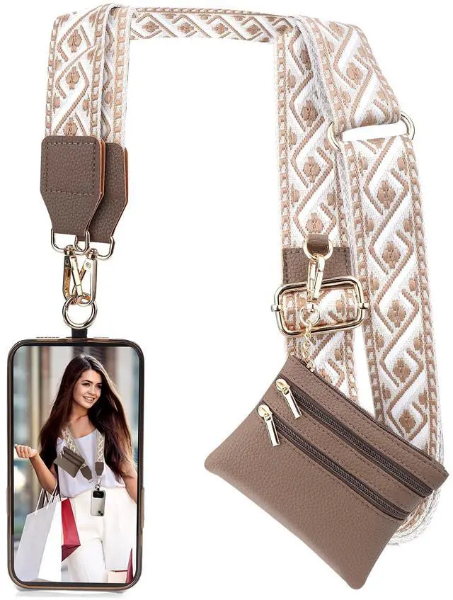 Main image of Clip and Go Strap for Phone with Wallet Crossbody, Phone Strap with Zippered Wallet, Adjustable Anti Theft Cellphone Lanyard for Women, Cellphone Chain Accessories,Multicolor 5