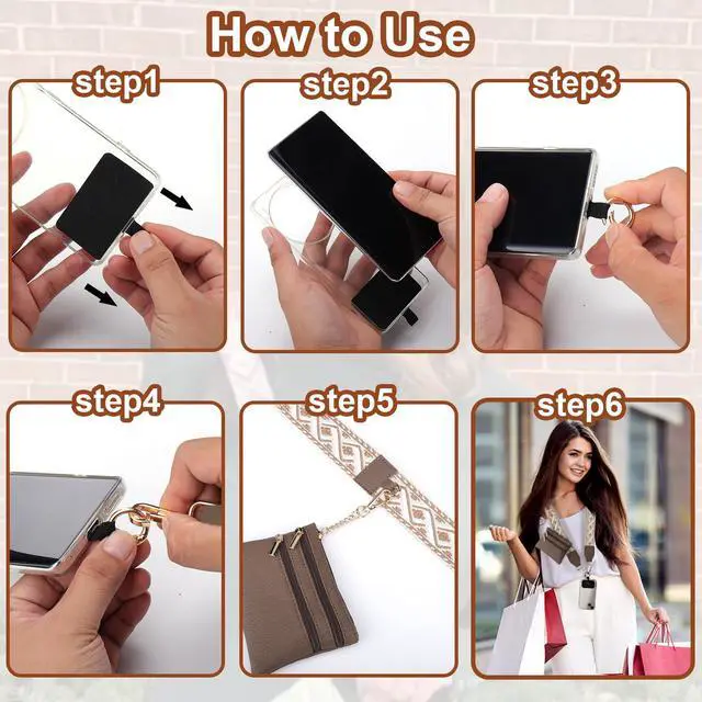 Alt view image 7 of 7 - Clip and Go Strap for Phone with Wallet Crossbody, Phone Strap with Zippered Wallet, Adjustable Anti Theft Cellphone Lanyard for Women, Cellphone Chain Accessories,Multicolor 5
