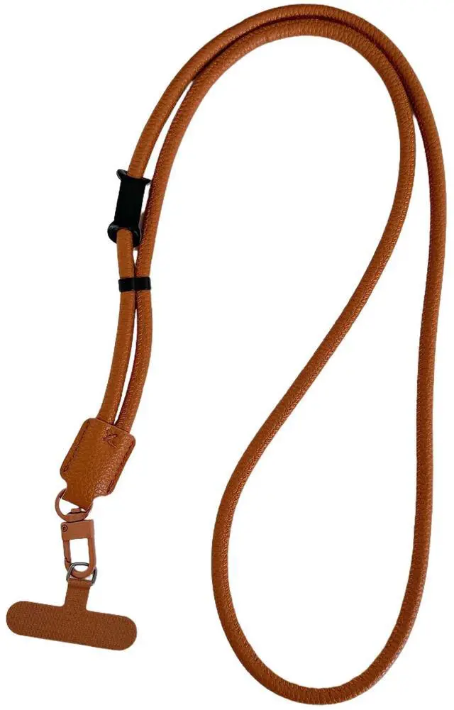 Main image of Phone Leather Lanyard, Adjustable Crossbody Phone Strap (Brown)