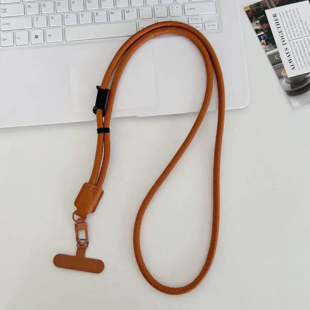 Alt view image 6 of 6 - Phone Leather Lanyard, Adjustable Crossbody Phone Strap (Brown)