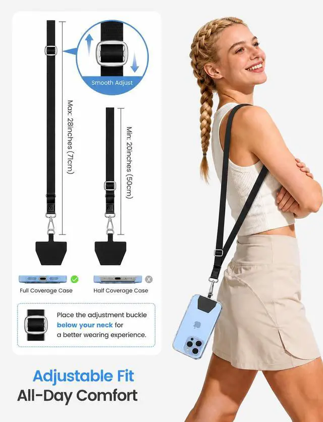 Alt view image 2 of 7 - Cell Phone Lanyard Crossbody 2 Pack, Adjustable 20"-28" Strap