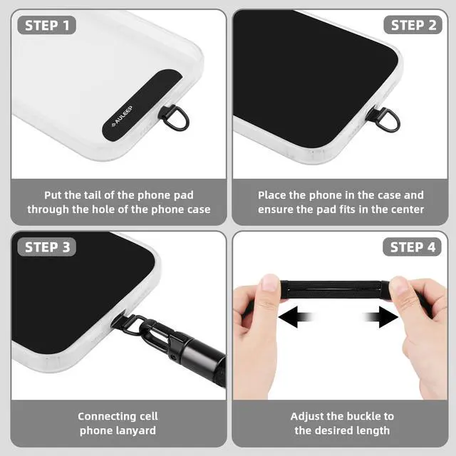 Alt view image 7 of 7 - Universal Phone Lanyard Corssbody, Anti-theft Phone Strap for Women and Men, Adjustable Cell Phone Neck Lanyard for all iPhone and Smartphone, with 2 Phone Tethers (Metal & Plastic), Black