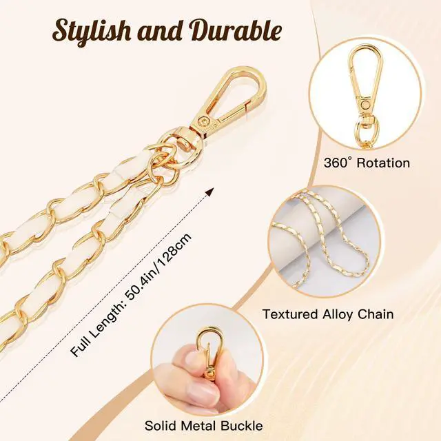 Alt view image 2 of 7 - Phone Lanyard Metal Chain Crossbody, Gold & White