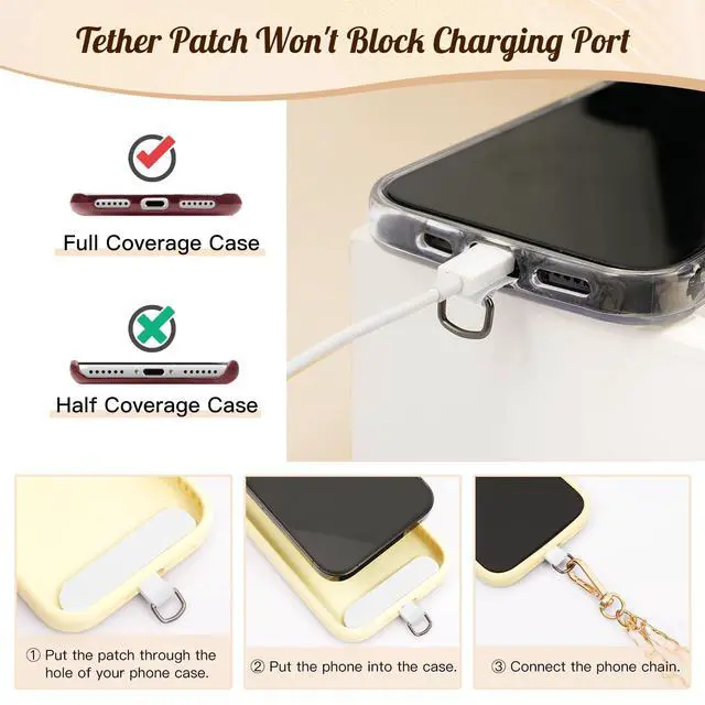 Alt view image 3 of 7 - Phone Lanyard Metal Chain Crossbody, Gold & White