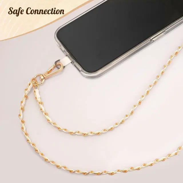 Alt view image 5 of 7 - Phone Lanyard Metal Chain Crossbody, Gold & White