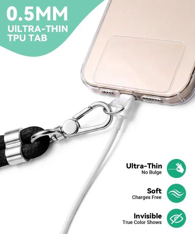 Alt view image 2 of 6 - Phone Lanyard Crossbody Strap, Adjustable Cell Phone Holder (Black)