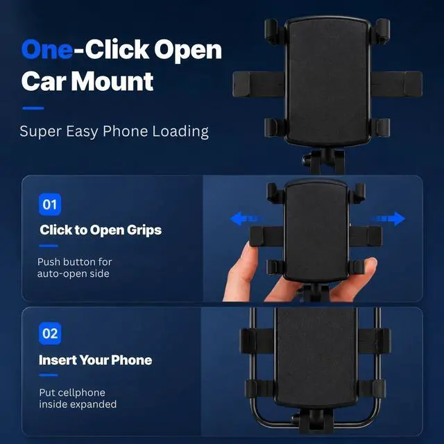 Alt view image 7 of 7 - Car Phone Holder, Dashboard Clip Mount, 360° Rotation for 47" Phones
