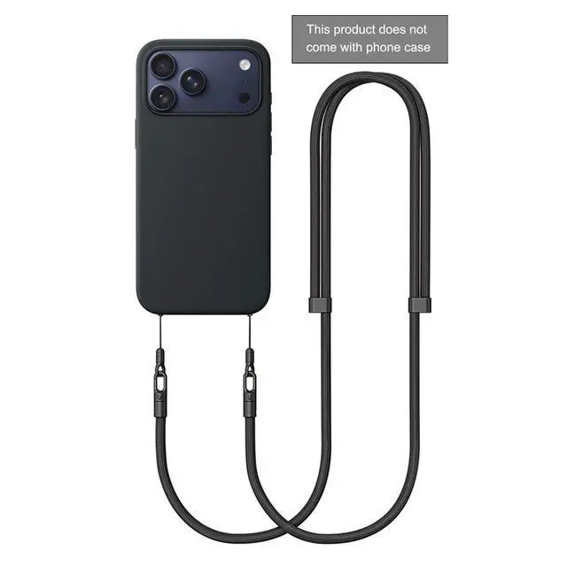 Alt view image 3 of 7 - Thickened Crossbody Strap (Without Case) Compatible with Iphone 17/Air/Pro/Max Phone Cases and Other Device with Dual Lanyard Holes, Adjustable Hands-free Shoulder Neck Camera Phone Strap (Black)