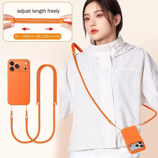 Alt view image 4 of 7 - Thickened Crossbody Strap (Without Case) Compatible with Iphone 17/Air/Pro/Max Phone Cases and Other Device with Dual Lanyard Holes, Adjustable Hands-free Shoulder Neck Camera Phone Strap (Black)