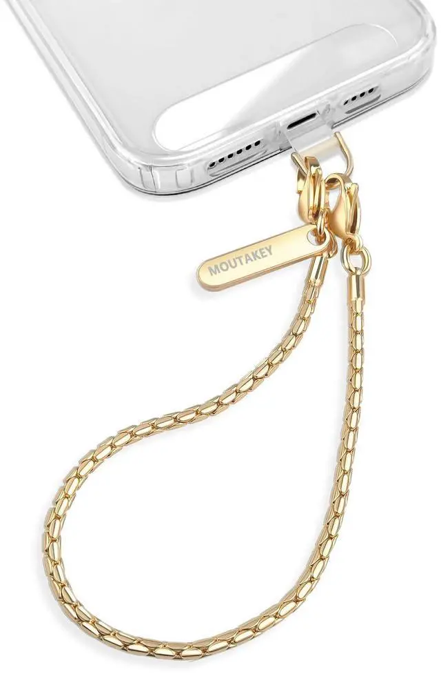 Main image of Phone Wrist Strap Metal Phone Chain Wristlet Detachable Cellphone Lanyard with 2 Tether Tabs iPhone Wrist Strap For Women iPhone Bracelet Wristlet for girls Shopping Traveling Party Walking