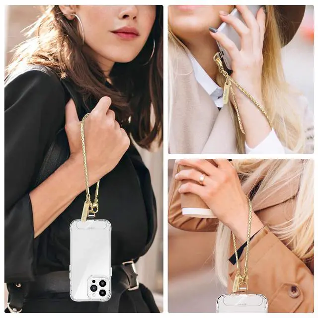 Alt view image 7 of 7 - Phone Wrist Strap Metal Phone Chain Wristlet Detachable Cellphone Lanyard with 2 Tether Tabs iPhone Wrist Strap For Women iPhone Bracelet Wristlet for girls Shopping Traveling Party Walking