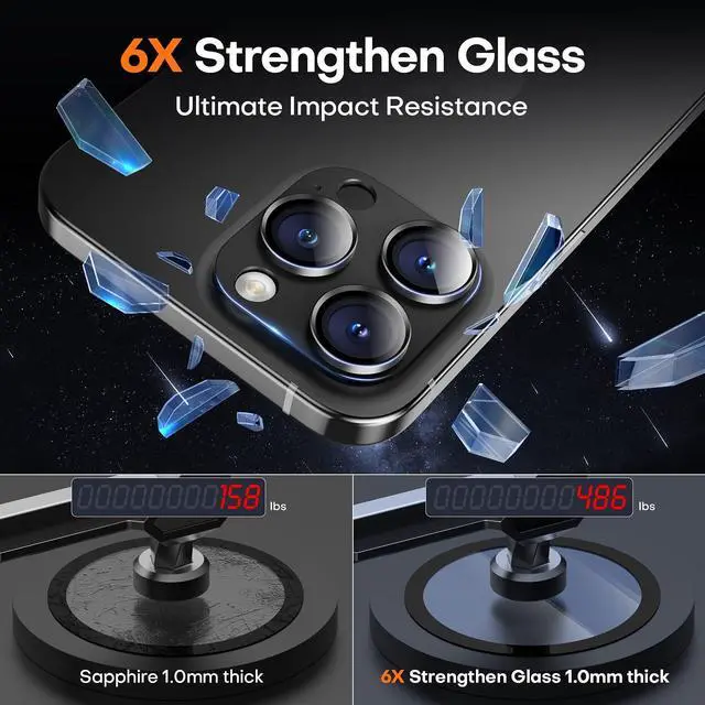 Alt view image 6 of 6 - Camera Lens Protector for iPhone 16/15/14 Pro Max & 16/15/14 Pro