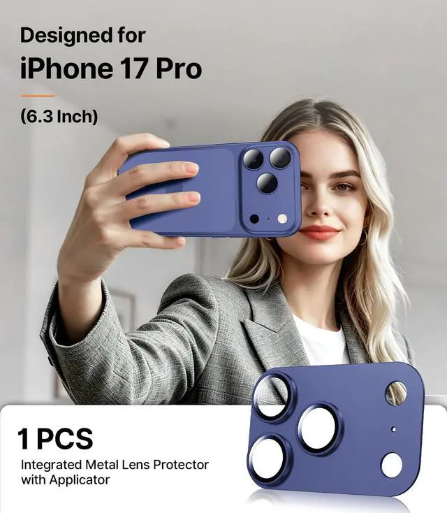 Alt view image 7 of 7 - 1 Pack One-Piece Full Coverage Camera Lens Protector for iPhone 17 Pro