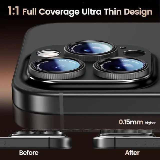 Alt view image 6 of 7 - Camera Lens Protector for iPhone 14/16 Pro/Pro Max, Black