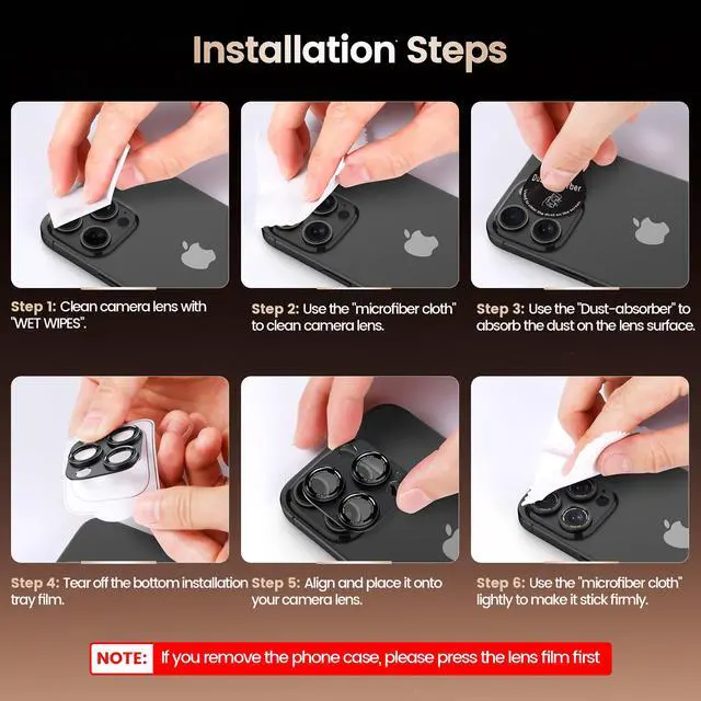 Alt view image 7 of 7 - Camera Lens Protector for iPhone 14/16 Pro/Pro Max, Black