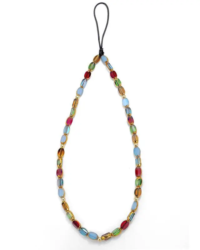 Alt view image 2 of 7 - Boho Style Phone Charm Wrist Strap, Vintage Glass Beaded Lanyard Wristlet Chain, Elegant Bracelet Strap for Phone Cases (Rainbow)