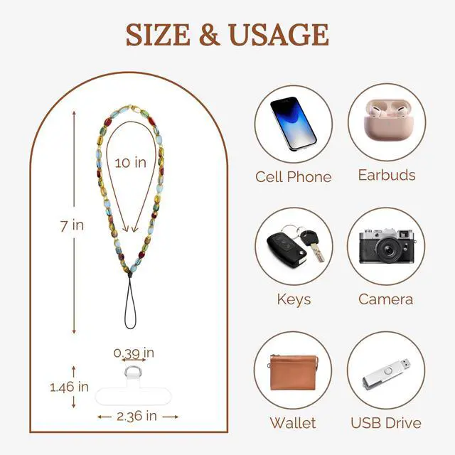 Alt view image 5 of 7 - Boho Style Phone Charm Wrist Strap, Vintage Glass Beaded Lanyard Wristlet Chain, Elegant Bracelet Strap for Phone Cases (Rainbow)