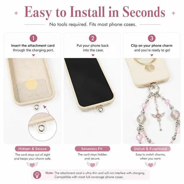 Alt view image 4 of 7 - Fairy Aesthetic Beaded Phone Charm Strap with Glitter Crystal Beads, Cute Double-Layer Wrist Chain with Angel Wand Pendant, Trendy Girly Phone Strap for Case, Bag Charm & AirPods Decoration