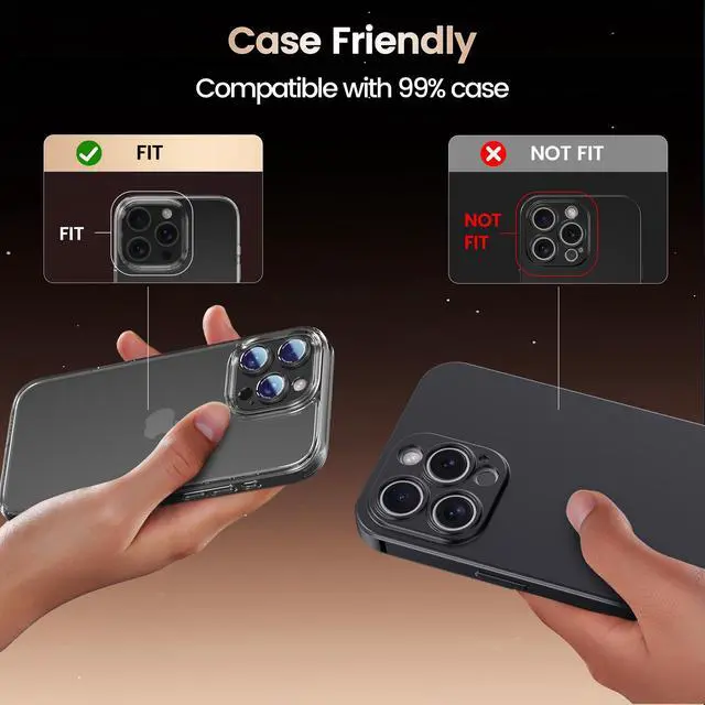 Alt view image 3 of 7 - Camera Lens Protector for iPhone 14/16 Pro/Pro Max, Black