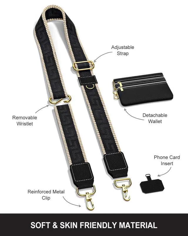 Alt view image 2 of 7 - Crossbody Phone Strap with Wallet, Clip and Go Strap for Phone with Wallet, Adjustable Crossbody Cell Belt with Zippered Pouch, Neck Shoulder Cell Lanyard for Women, Black Great Wall