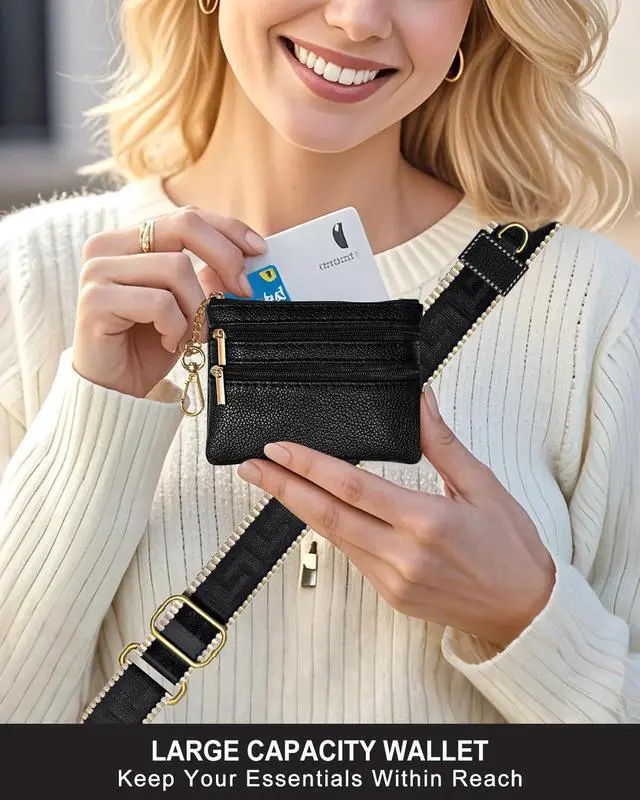 Alt view image 5 of 7 - Crossbody Phone Strap with Wallet, Clip and Go Strap for Phone with Wallet, Adjustable Crossbody Cell Belt with Zippered Pouch, Neck Shoulder Cell Lanyard for Women, Black Great Wall