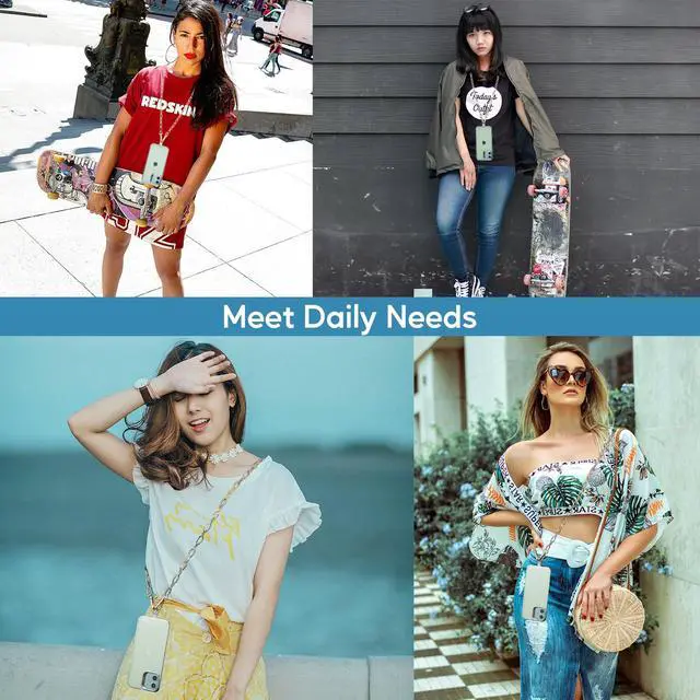 Alt view image 6 of 7 - Crossbody Phone Lanyard Chain Shoulder CellPhone Strap Phone Charm Neck Chain iPhone Holder 3 Pad Patche Tether Universal for iPhone 16 Pro Max 15 14 11 Samsung S24 Flip 5 Google Moto Gold