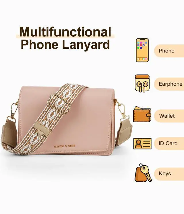 Alt view image 6 of 7 - Clip and Go Phone Strap Crossbody with Leather Wallet, Adjustable Anti-Theft Lanyard with Zippered Pouch, Universal Cell Phone Neck Lanyard for Most Smartphone Cases, Brown