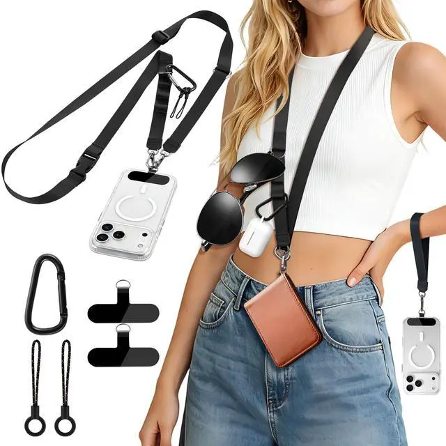 Main image of 3-in-1 Phone Lanyard Adjustable Crossbody Neck Strap for Smartphones