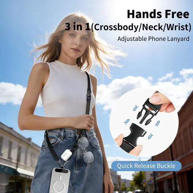 Alt view image 4 of 7 - 3-in-1 Phone Lanyard Adjustable Crossbody Neck Strap for Smartphones