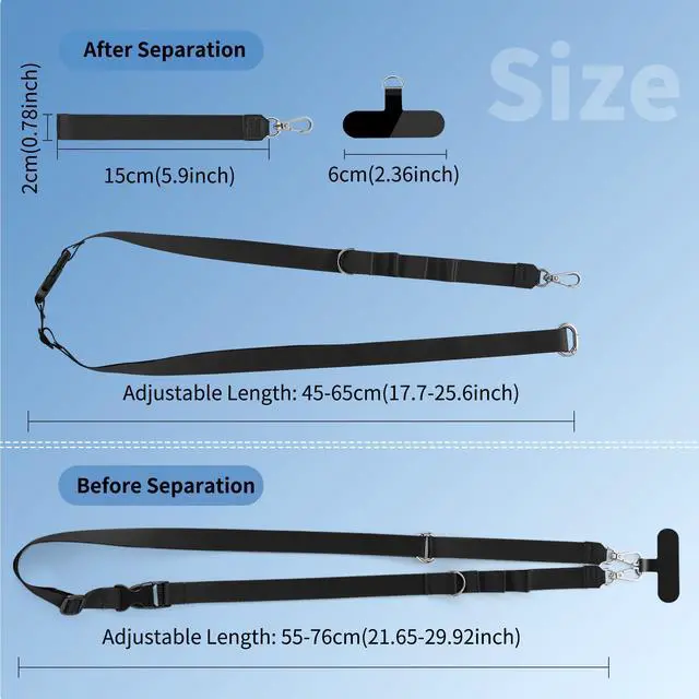 Alt view image 7 of 7 - 3-in-1 Phone Lanyard Adjustable Crossbody Neck Strap for Smartphones