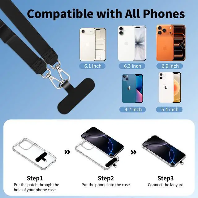 Alt view image 5 of 7 - 3-in-1 Phone Lanyard Adjustable Crossbody Neck Strap for Smartphones