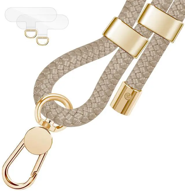 Main image of Cell Phone Lanyard,Crossbody Lanyard and Wrist Strap Premium Metal Buckle Phone Charms with 2 X Strap Patch Compatible with All Smartphone(Khaki)